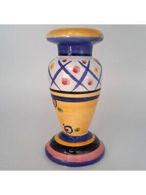 Hand-Painted Bella Casa Ganz Ceramic Candlestick Holder